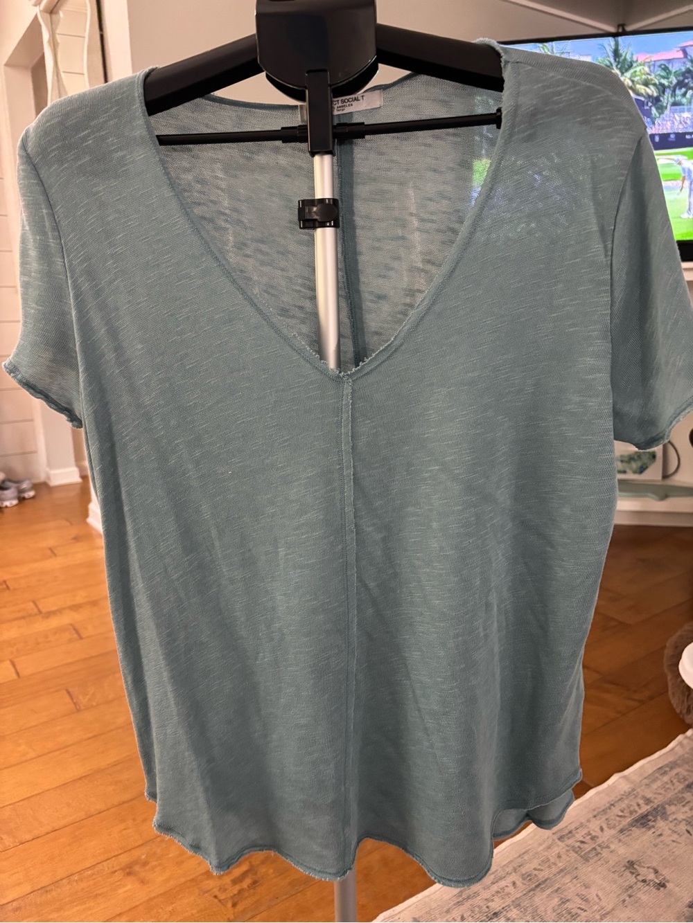 Project Social T Sage Blue V-Neck Short Sleeve Tee